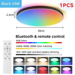 Sleek Dimmable LED Ceiling Lamp with Remote Control for Bedrooms and Living Spaces (Bluetooth - Remote 24W)