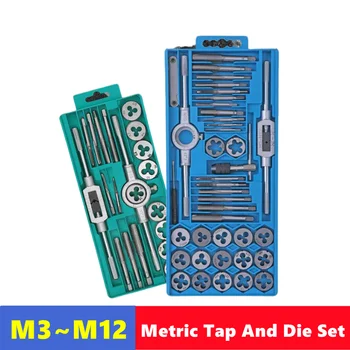 12/20/40pcs tap die set M3-M12, tool combination for manual internal and external thread tapping, thread repair drilling 1
