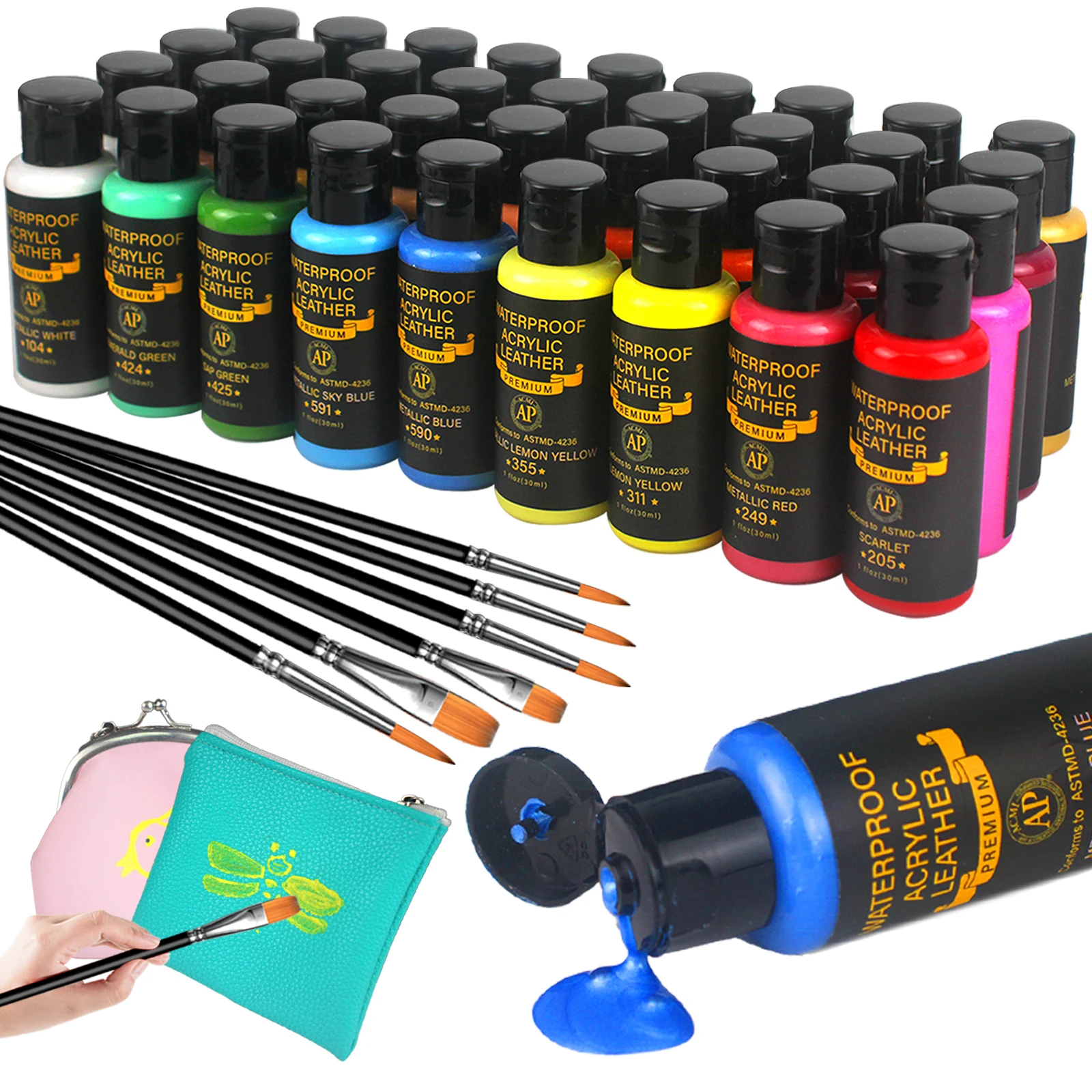 36-Color Acrylic Leather Paint Set 1