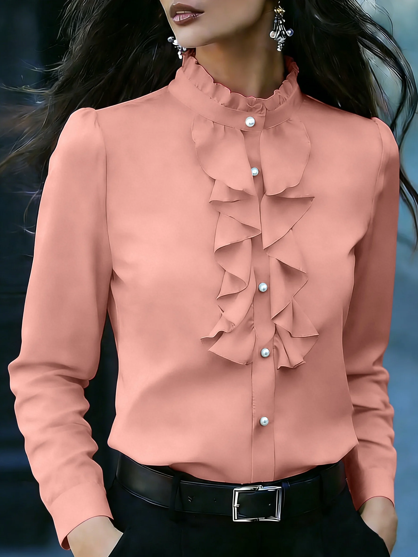 Elegante, lässige Damenbluse mit langen Ärmeln – perfekt für den Wochenendurlaub