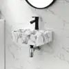 Modern Style European Design Corner Bathroom Sink Premium Ceramic Wall Mount Easy to Clean White Sink Small Spaces Versatile 3