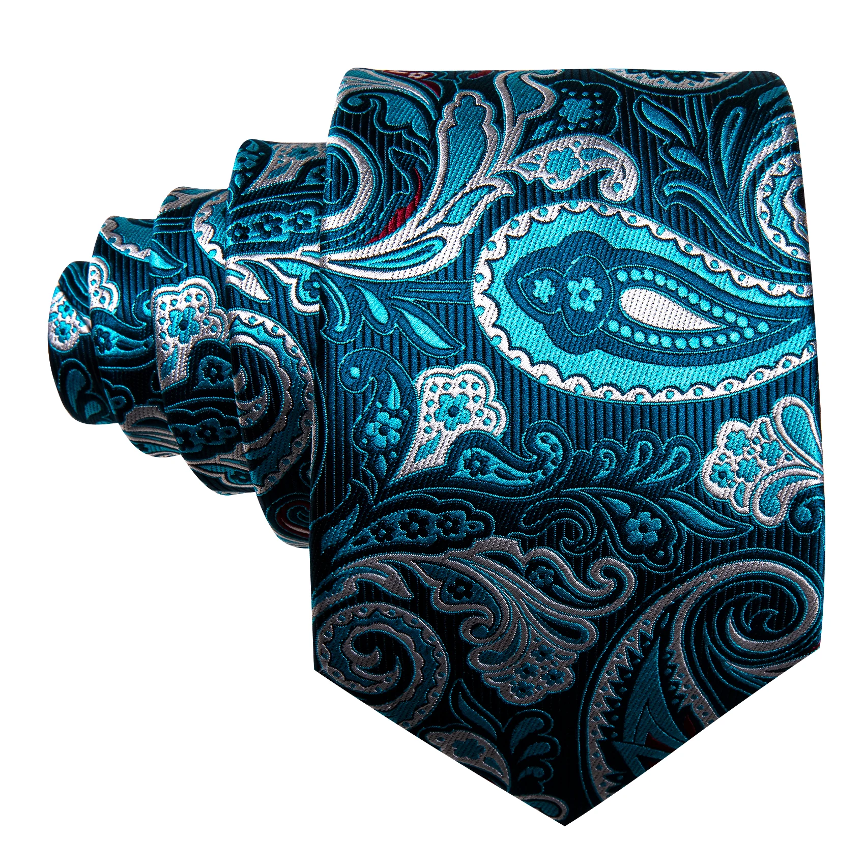 Designer Silk Men Tie Set Blue Teal Green Necktie Handkerchief Cufflinks Wedding Business Gift Dropship Barry. Wang A-5981