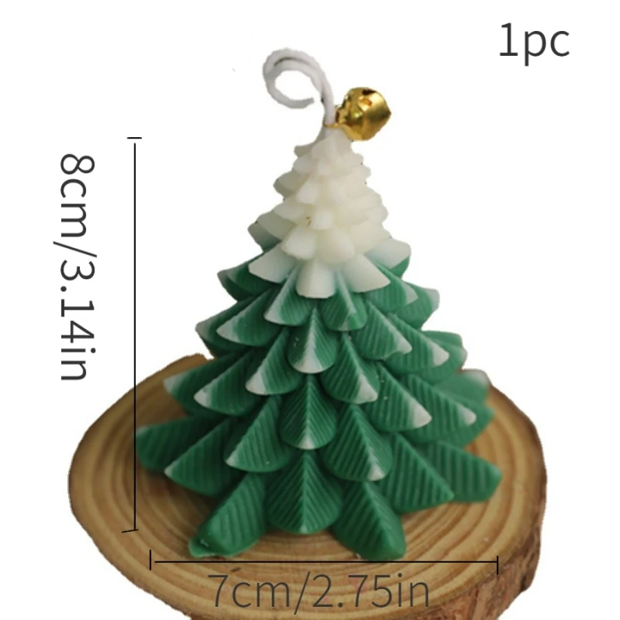 1pc Handmade Christmas Tree Soy Wax Candle with Bell Decor - 6 Hours Long Lasting, for Xmas Party Home Decor & Holiday Gift - Image 2