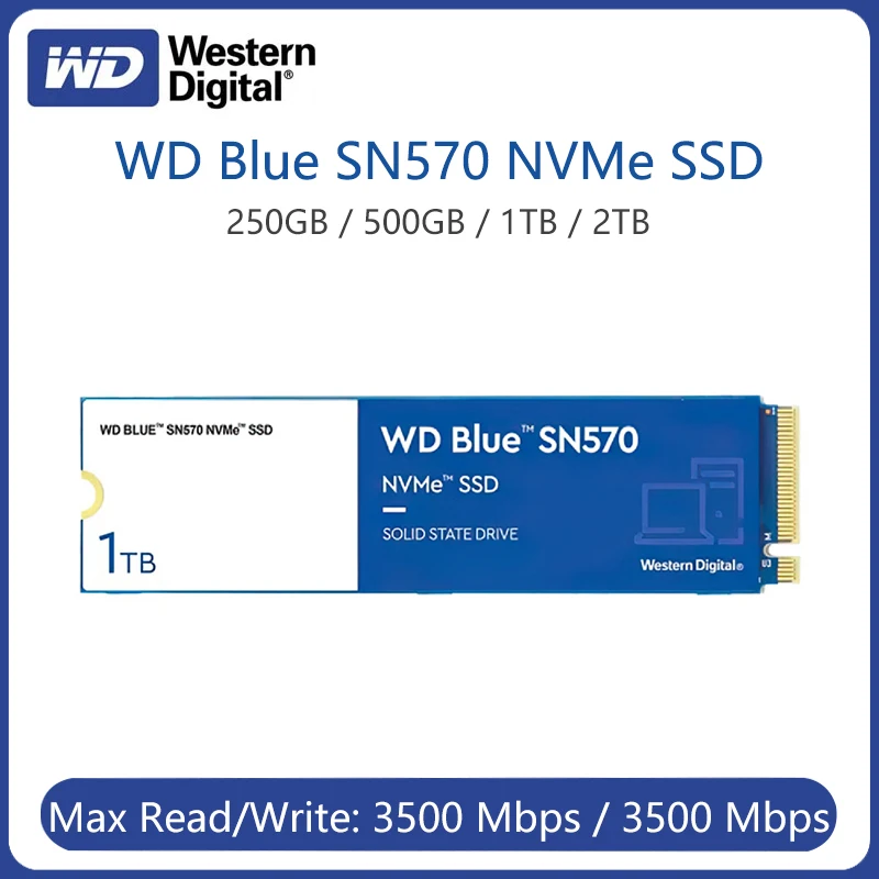 Western Digital WD Blue SN570 NVMe 2TB 1TB 500GB 250GB SSD PCIe3.0*4 M.2  2280 Internal Solid State Drive For Laptops PC