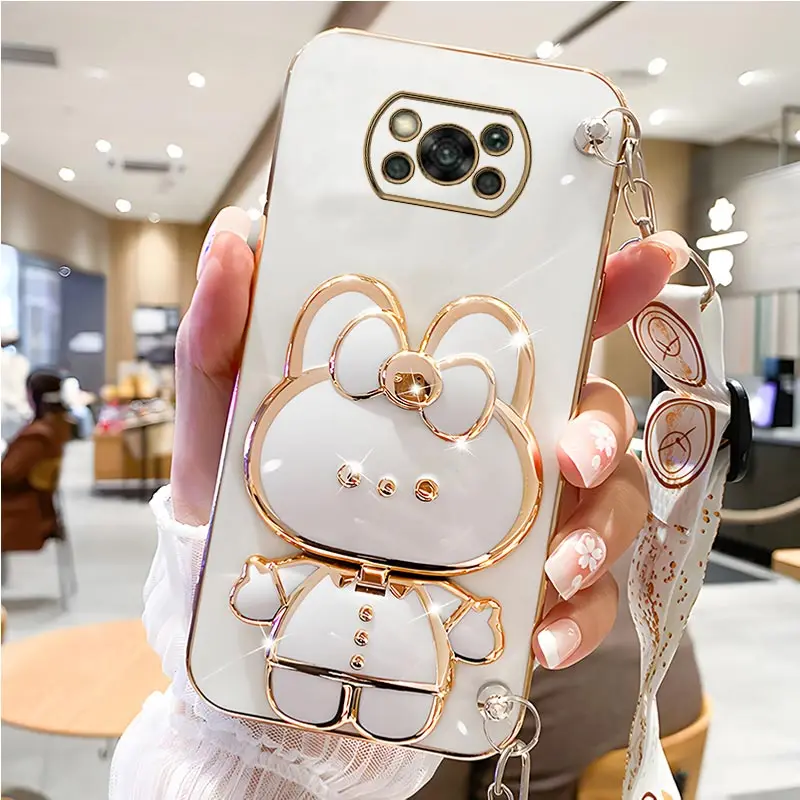 Mirror Crossbody Lanyard Phone Holder Case with Stand and Strap Cover
