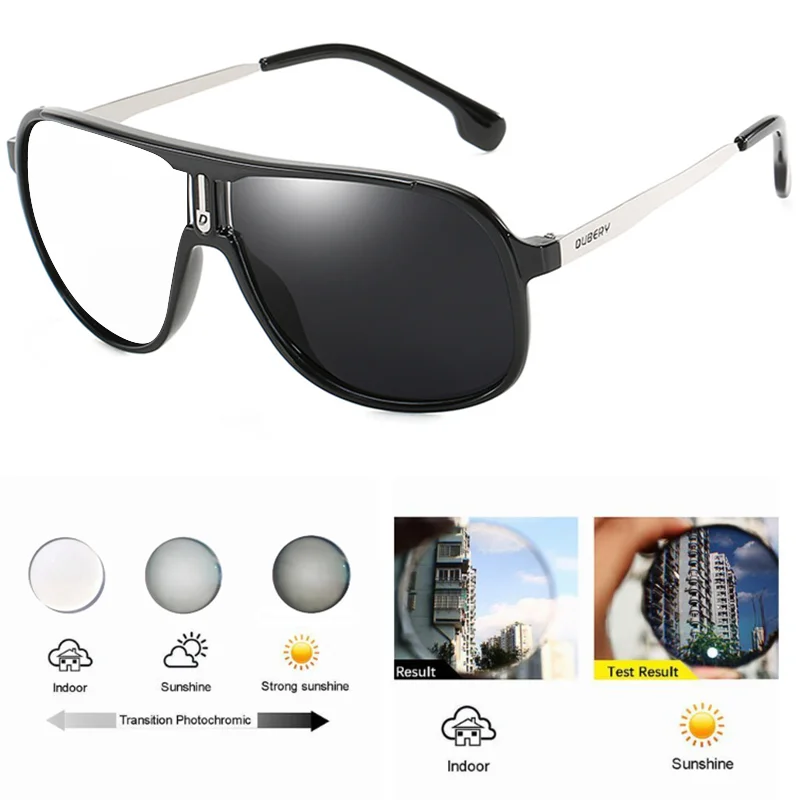 Photochromic Myopia Glasses - Large Oval Pilot Style Prescription Eyewear Men | Color Changing Sunglasses