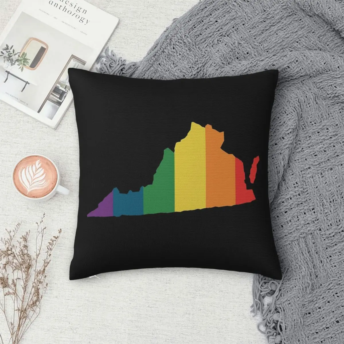 

Virginia State Rainbow Pillowcase Polyester Pillow Cover Cushion Comfort Throw Pillow Sofa Decorative Cushion Used for Home Sofa