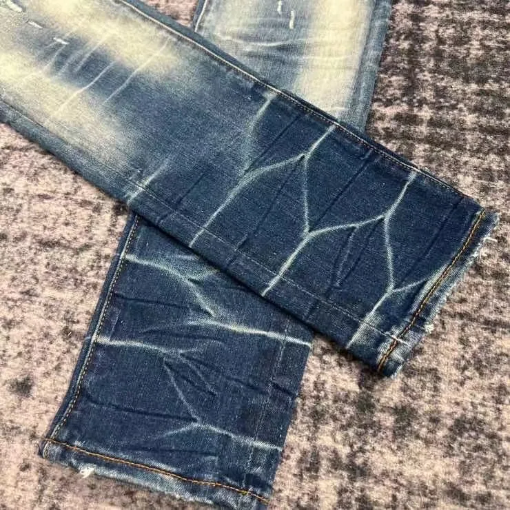 men ripped leather patch distressed mx1 indigo jeans 6
