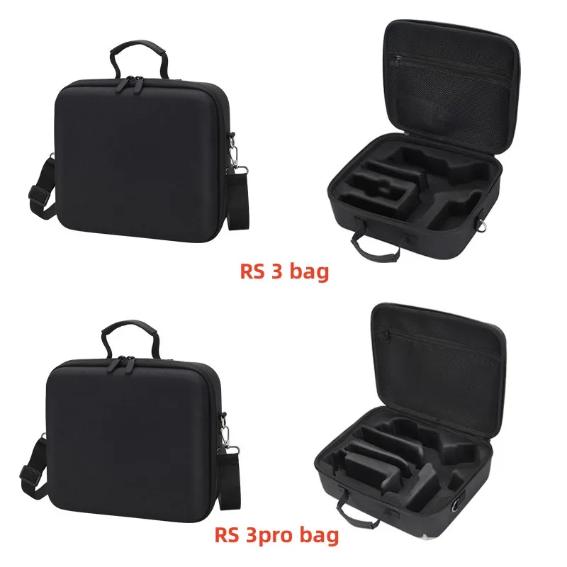 Intérieur du sac de transport pour stabilisateur DJI RS 3 et RS 3 Pro avec mousse de protection sur mesure et compartiments pour accessoires.