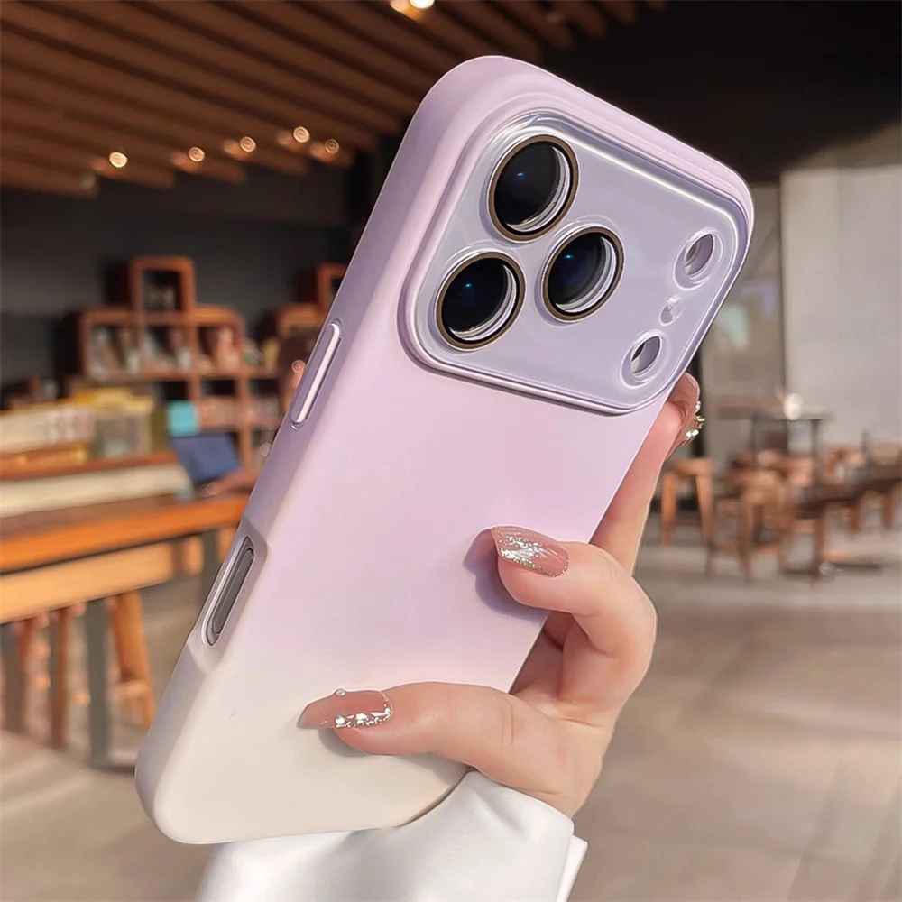 Dual-Color Frosted Crystal Glass Lens Liquid Silicone Phone Case