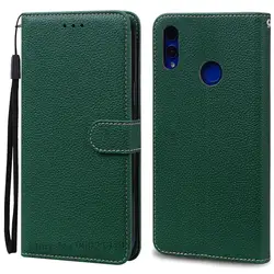 Luxurious Leather Wallet Flip Cover - Premium Soft Silicone Phone Case and Coque Protector for Honor 8X (2018) (Dark Green)