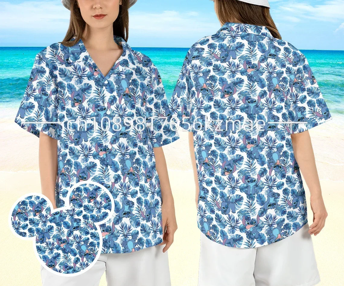New Summer Boys&Girl Disney Stitch Tropical Fruit Cartoon 3D Pattern Shirt KID/Adult Casual Hawaiian Vacation Parent-child Shirt 5