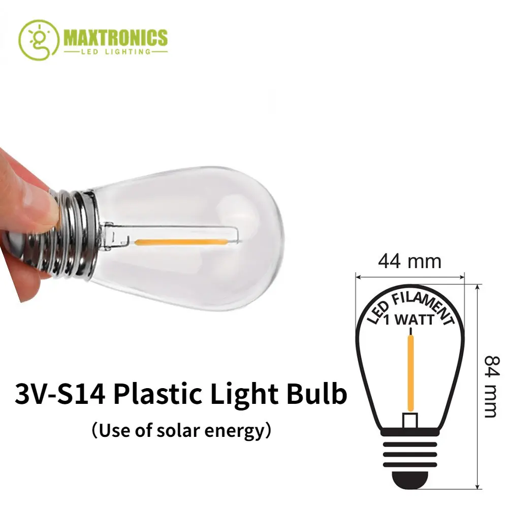 

5Pcs G40/S14 LED Globe Bulbs Replacement Light Bulbs DC3V E27/E12 Screw Base Shatterproof For Solar String Lights Warm White