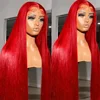 Hot Red 13x6 Hd Lace Frontal Human Hair Wigs Preplucked Burgundy Colored Wigs Human Hair Brazilian 13x4 Lace Front Red Wig 1