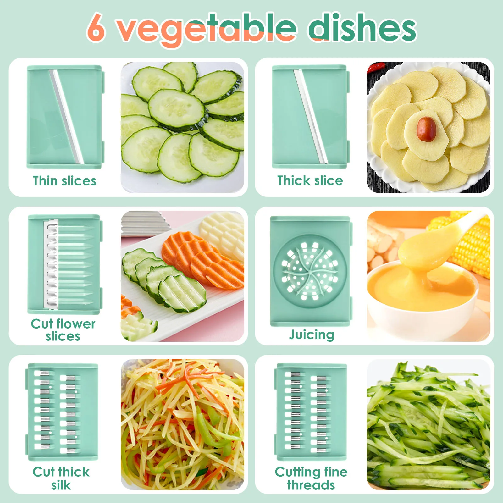 Salad Spinner with 6 Blades Multifunctional Vegetables Fruits Wash Bowl Efficient Lettuce Spinner Practical kitchen accessories