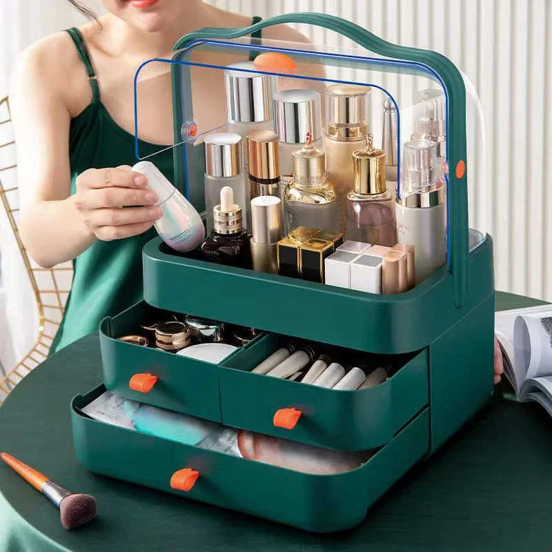 2024 Makeup Organizer with Drawer for Skin Care Products Household Storage Box Shelf Cosmetics Receiving Box Dust-Proof Desktop 4