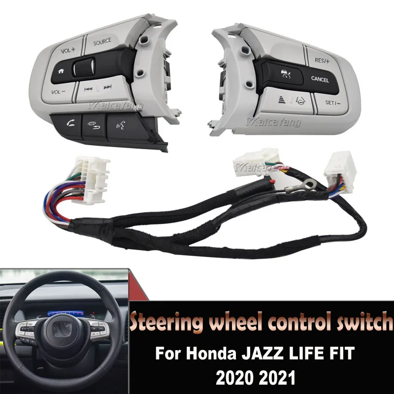 

New Car Accessories Bluetooth Phone Steering Wheel Buttons Cruise Control Switch For Honda JAZZ LIFE FIT 2020 2021