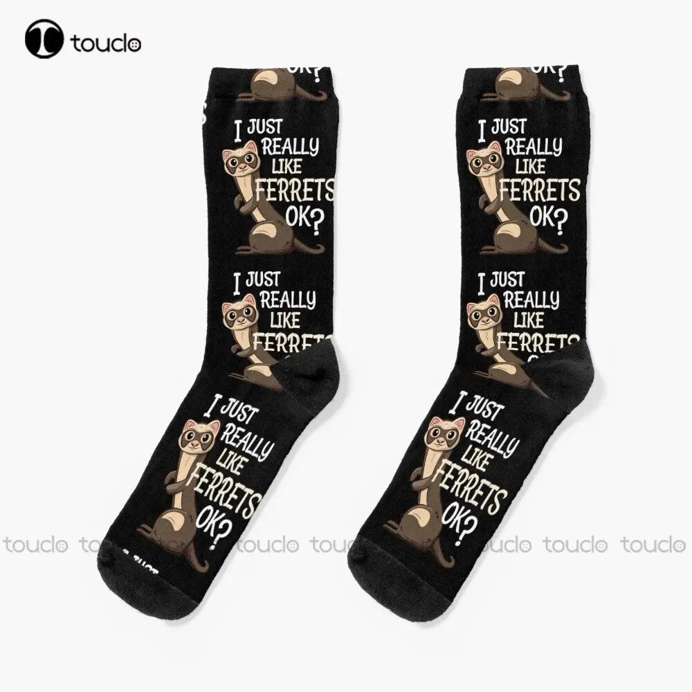 

Ferret Lover Gift - I Just Really Like Ferrets Ok Socks Football Socks Youth Boys Custom Gift Streetwear Funny Sock Art