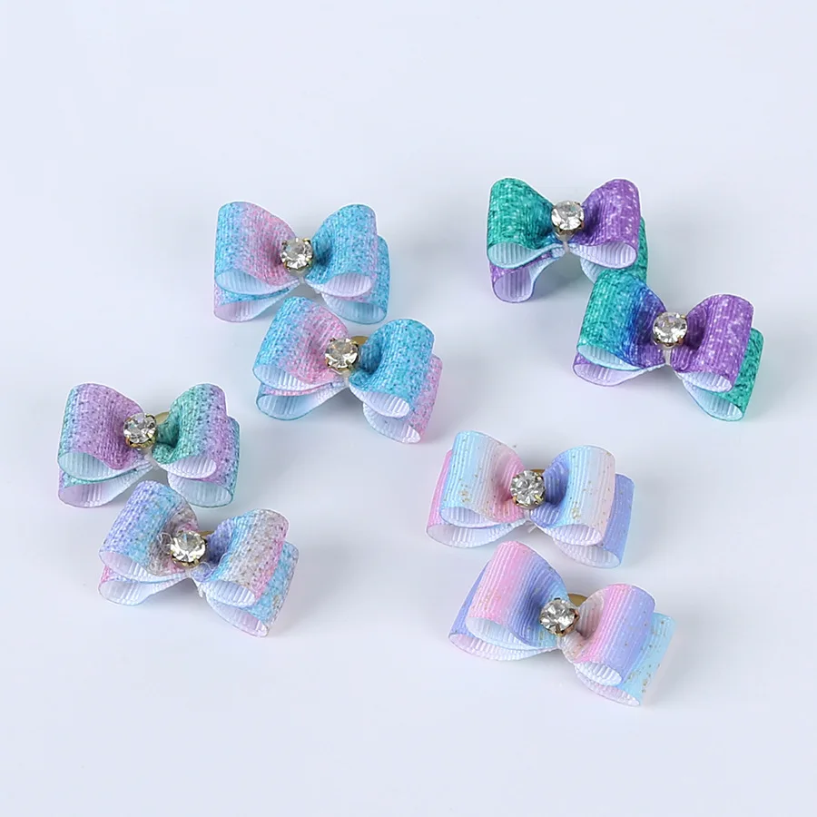10Pcs/lot Dog Hair Bows Rubber Band Mixed Colors Cat Grooming Hand-made For Pet Puppy Cat Bowknot Mini Accessories 3