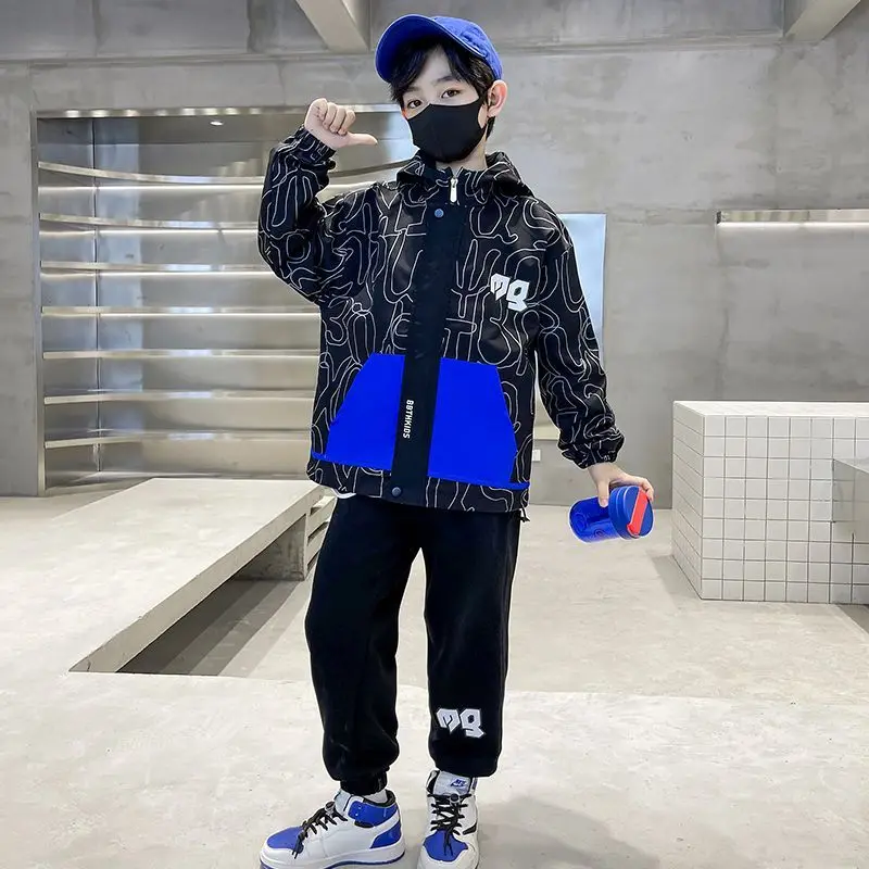 

Kid Clothing Korean Fashion 4-14Yrs Baby Boy Teens Casual Clothes Set Outfits Spring Autumn Boys Sports Clothes Tracksuit Suits