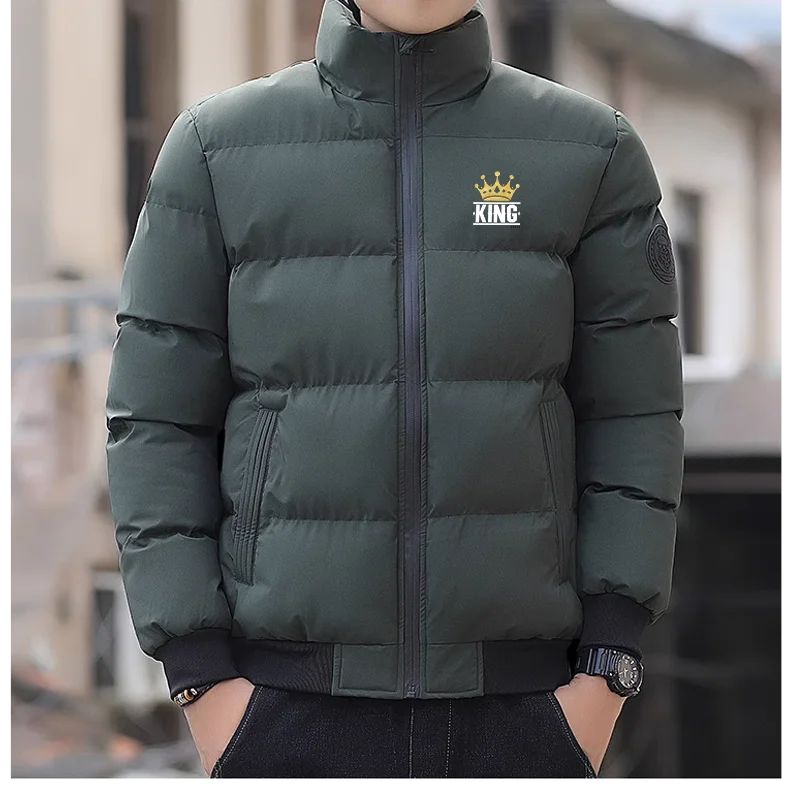 남성용 스탠드 칼라 캐주얼 하이 퀄리티 다운 코튼 패딩 재킷, 따뜻한 남성 재킷, 두껍고 따뜻한 파카 재킷, 겨울 남성 의류