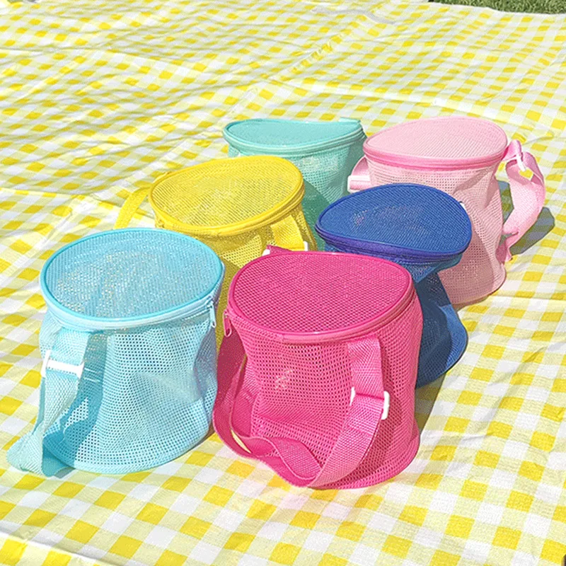 

New Children's Mesh Bag Beach Toy Storage Bag Sanddigging Tool Sundry Storage Grid Beach Bag Storage Bucket