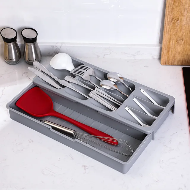 Organizer per cassetti da cucina espandibile vassoi per posate regolabili  portautensili divisori per cassetti da cucina stoccaggio per cucchiaio per  posate - AliExpress