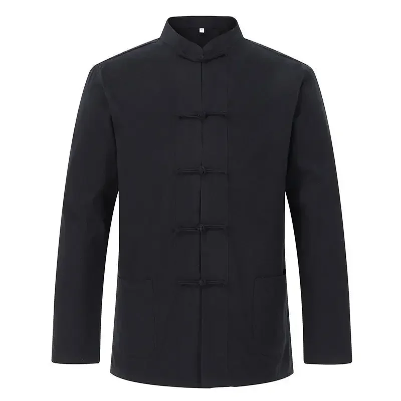 Autumn Spring New Men's Cotton Shirts Traditional Chinese Men's Jacket Clothing Kung Fu Tai Chi Uniform Long Sleeve Jacket