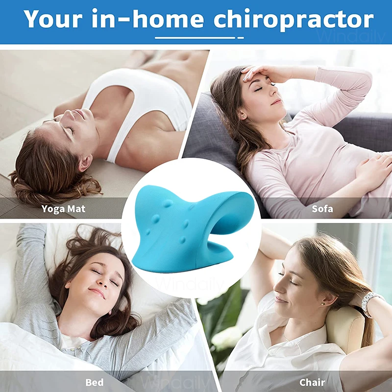 Neck Shoulder Relaxer Cervical Traction Device Posture Corrector Chiropractic Pillow Stretcher Neck Massager_voghion.com