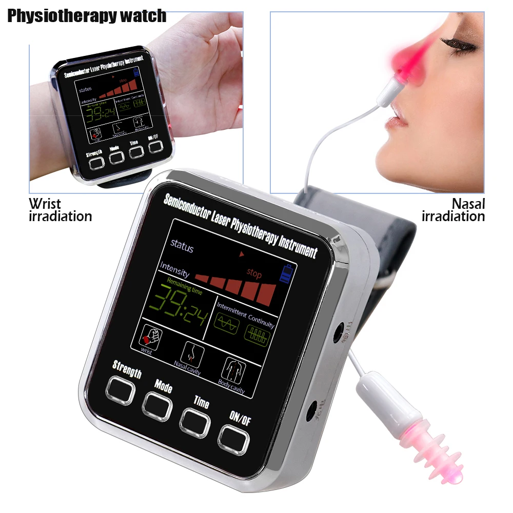 7 Holes 650nm Semiconductor Laser Physiotherapy Watch Wrist Watch For Diabetes Cholesterol Hypertension Treatment Sinusitis