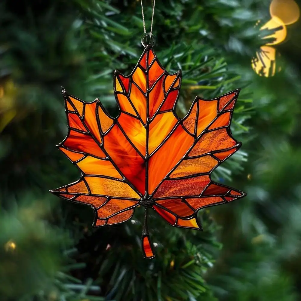 Maple Leaf Suncatcher for Window Acrylic Maple Leaves Hanging Ornament Fall Leaf Decor for Thanksgiving Autumn Party Supplies sun catcher sun catchers window ornament