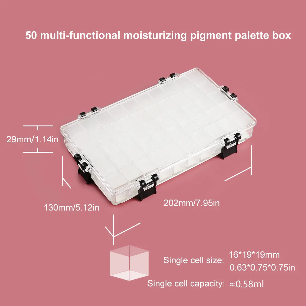 SeamiArt 50 Grids Plastic Airtight Pigment Palette Multi-function Moisturizing Watercolor Painting Box for Art Supplies 6