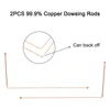 2Pcs 99.9% Copper Dowsing Rods Metal Detector For Hunting Divining Water Treasure Finding Divining Rods 2