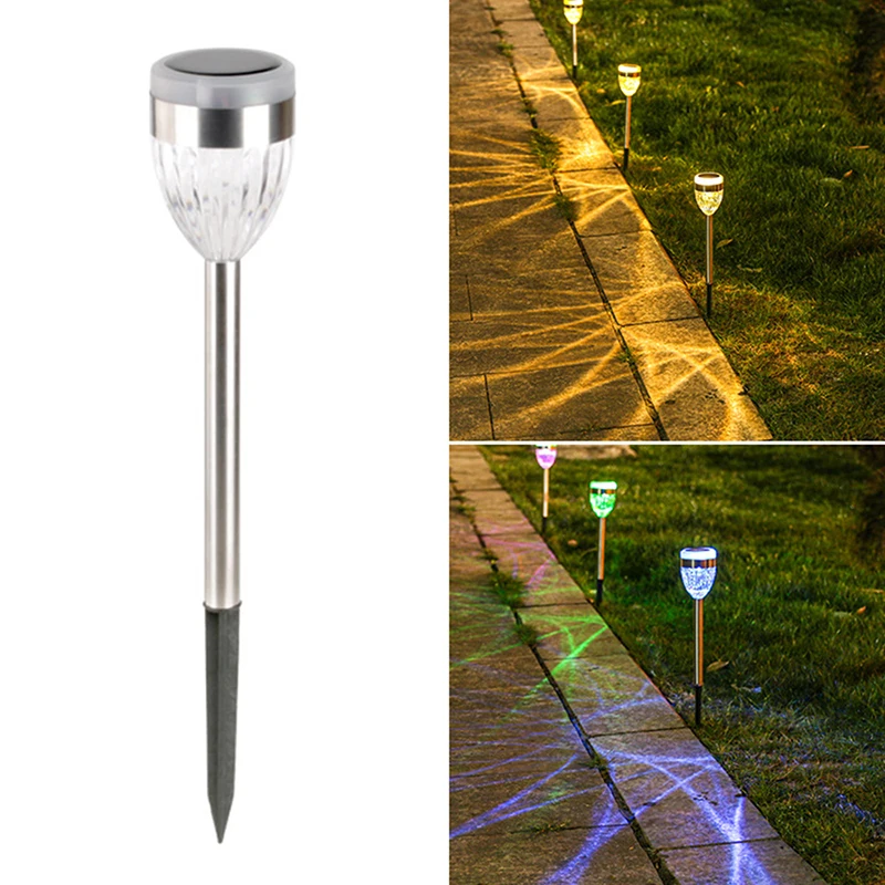 

LED Solar Lawn Light Stainless Steel Waterproof Garden Lamps Landscape Backyard Patio Fence Lighting