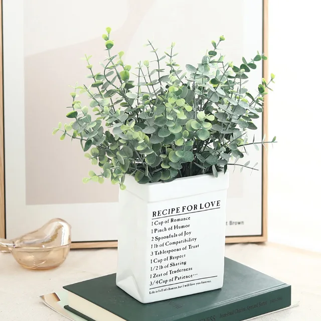 2Pc 35 Cm 5 Ág Eukaliptusz Mesterséges Növény Esküvői Dekorációhoz Otthoni Dekoráció Karácsonyi Beltéri Kerti Ajándék Hamis Barkácsolás - Image 2