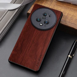 Elegant Wooden Pattern PU Leather Case for Honor Magic Series - Unique Design (Brown)