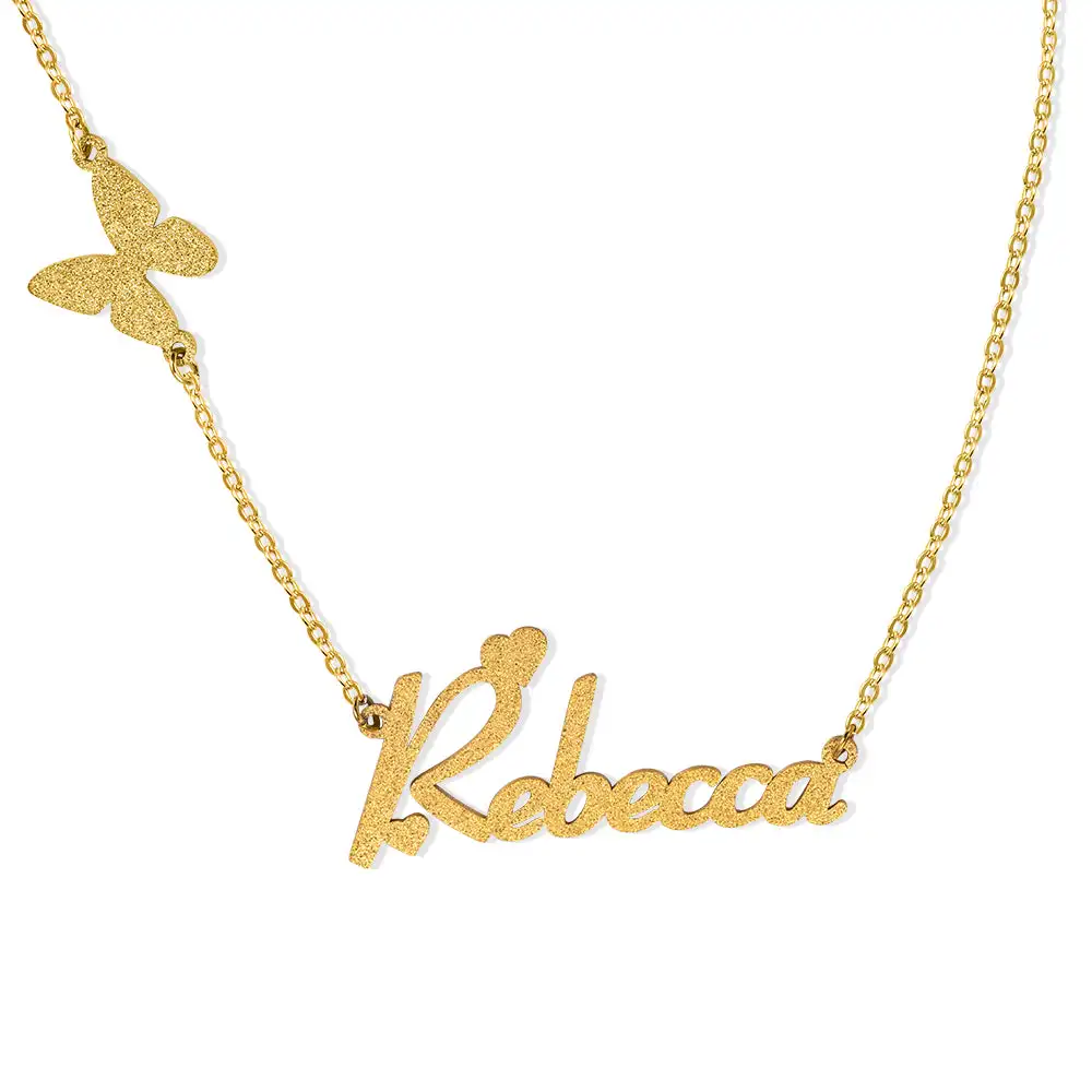 Personalized Frosted Custom Name Necklace Butterfly Symbol Text Necklace Being Customized Birthday Gift for Girlfriends