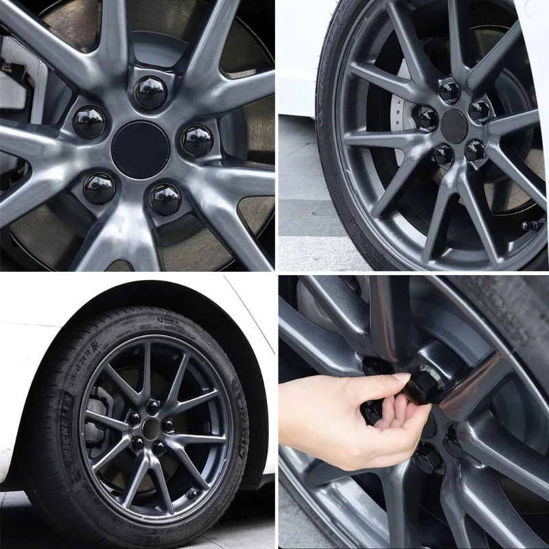 Wheel Center Hub Caps Center Cap Set Wheel Lug Nut Cover Kit for Tesla Model 3/S/X wheel center caps wheel center hub cap sticker wheel nut bolt covers wheel tire valve caps