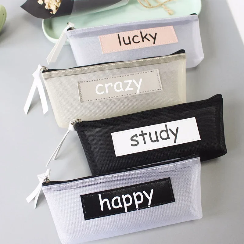 Pencil Case Transparent Pencil Case Mesh Pencil Bag For Kid Girl Gift Office School Supplies