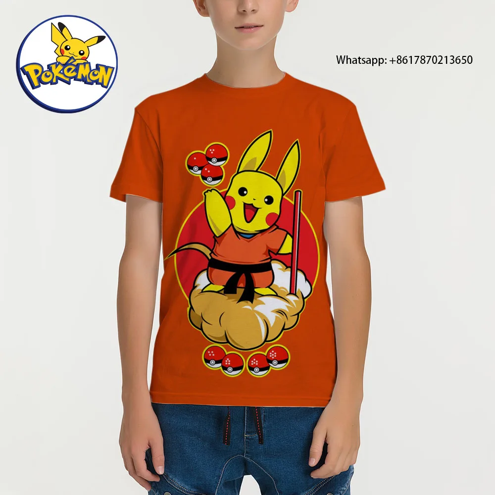 

Детские летние футболки с рисунком Пикачу, модные футболки унисекс с коротким рукавом для мальчиков и девочек, детские топы, детская одежда