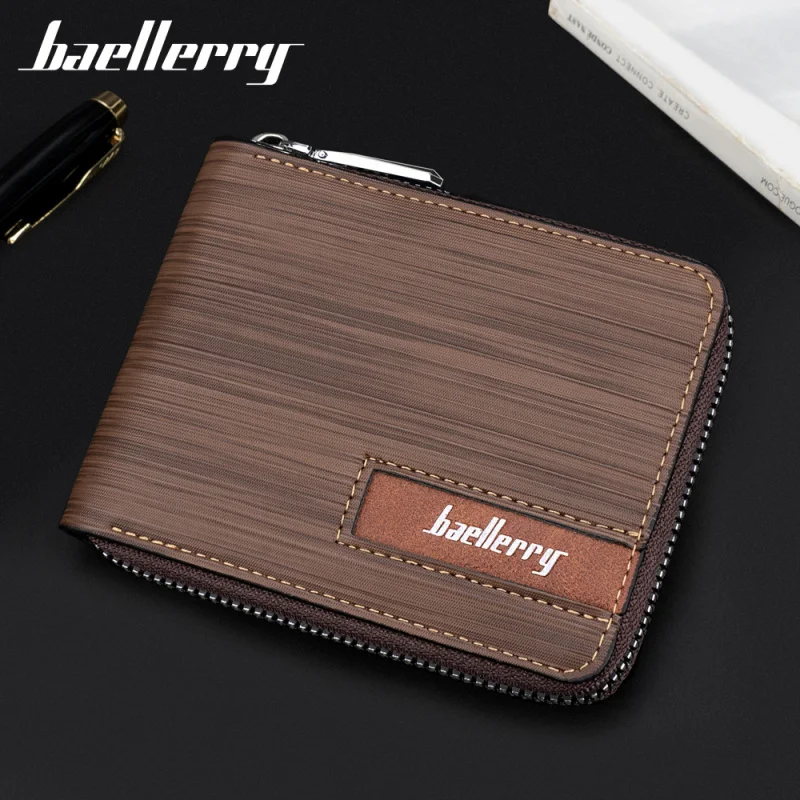 New Men's Short RFID Zip Multi Card Wallet Horizontal Student Card Holder