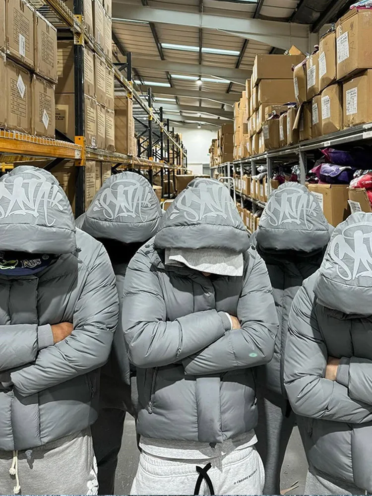 Men's Thicken Down Jacket Y2k Breathable Letter Printed Padded Coat Men Punk Hoodies Jackets Autumn Winter Warm Wadded Clothing down jacket
