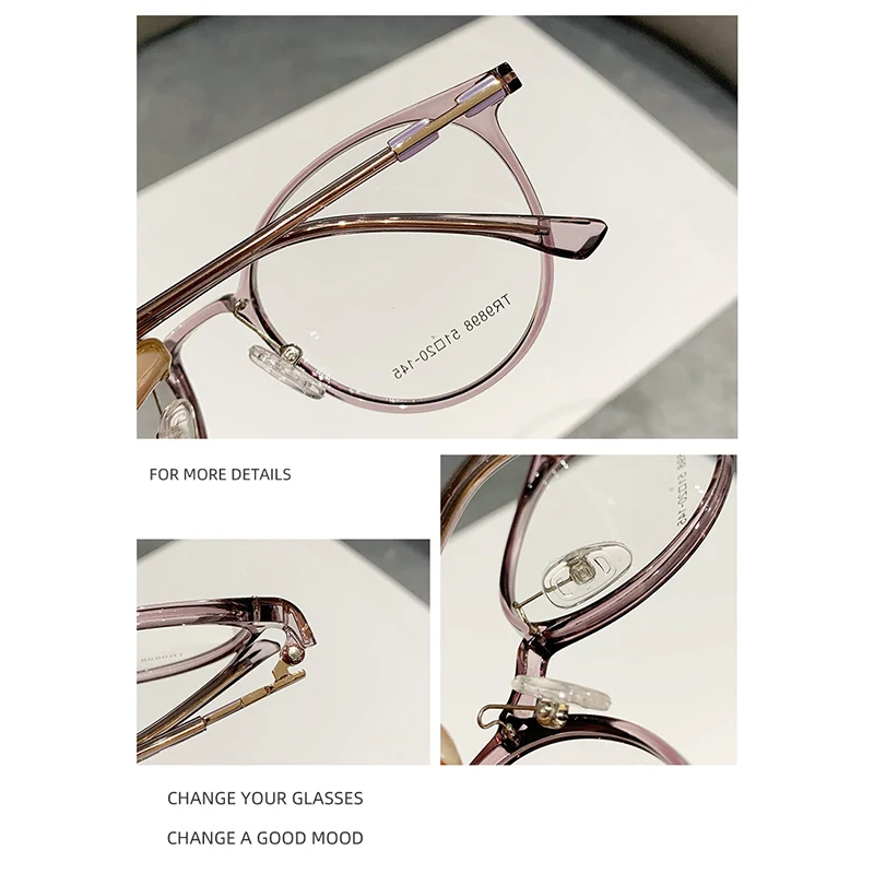 Optical Glasses Frames Men Women Retro Round TR90 Alloy