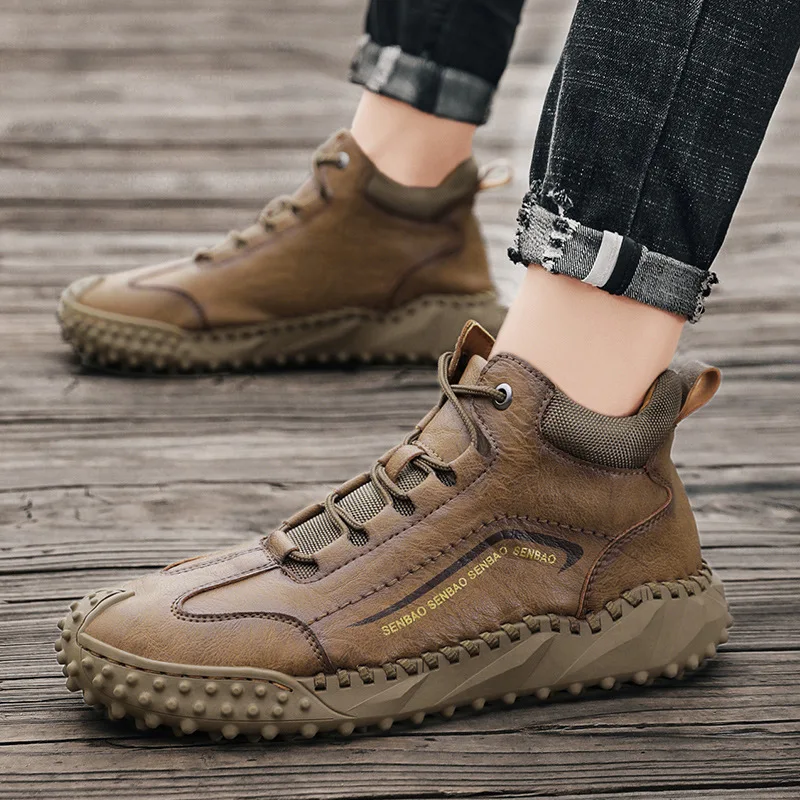 

Winter Waterproof Men Boots Plush Warm Snow Boots Outdoor Non-slip Men Ankle Work Boots Motorcycle Boots Botas Hombre Size 38-46