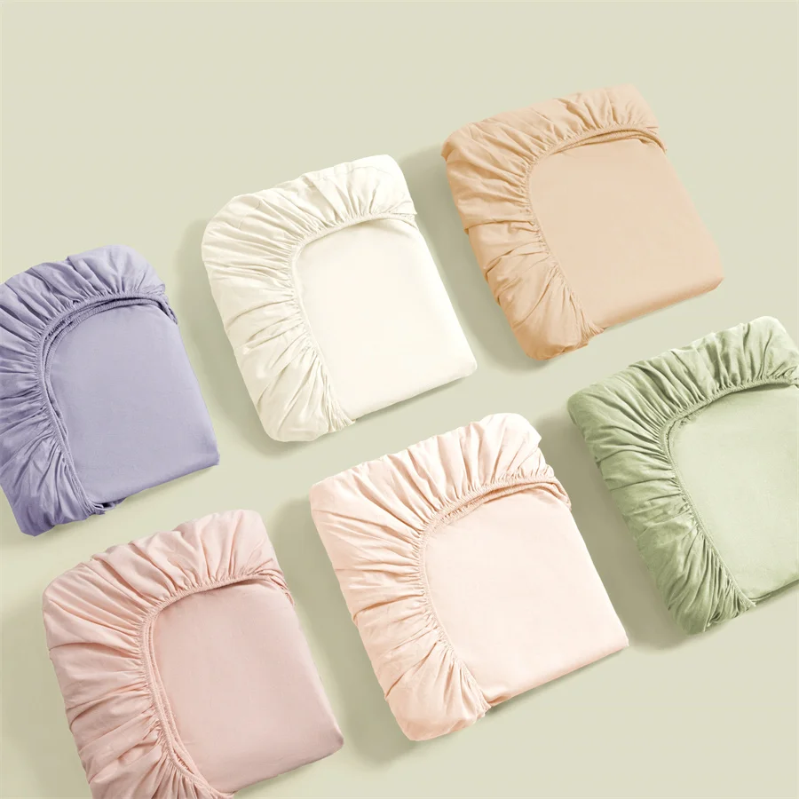 Premium Egyptian Cotton Bedding Fitted Sheet Elastic Band Around Mattress Cover Double Queen King Size Bed Cover No Pillowcase 3