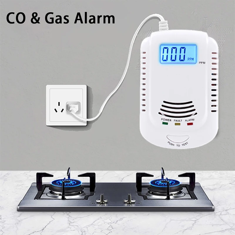 CO LPG CH4 가연성 가스 센서 알람, LCD 디지털 스크린 일산화탄소 감..