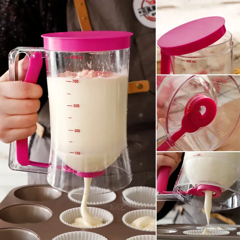 New 900ml Batter Dispensers Flour Paste Dispenser For Pancake Cookie Cupcakes Cake Muffins Measuring Cream Dough Dispensador