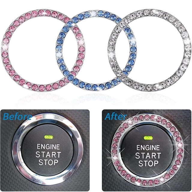 Car Ignition Key Ring Diamond Rhinestone Stickers for Auto Motorcycle Styling Bling Decoration Key Circle Button Car Accessories 2