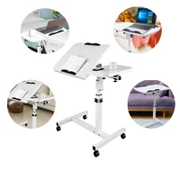 Adjustable Rolling Laptop Desk with Wheels, Mobile Standing Desk 65-95cm Height, Tiltable 180° Top, Safety Edge for Home/Office