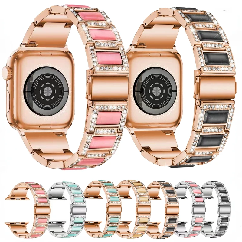 

Diamond Strap For Apple Watch Ultra 49mm 8 7 45mm 41mm 44mm 42mm 40mm Metal Stainless steel Sports Bracelet band iWatch 6 5 4 SE
